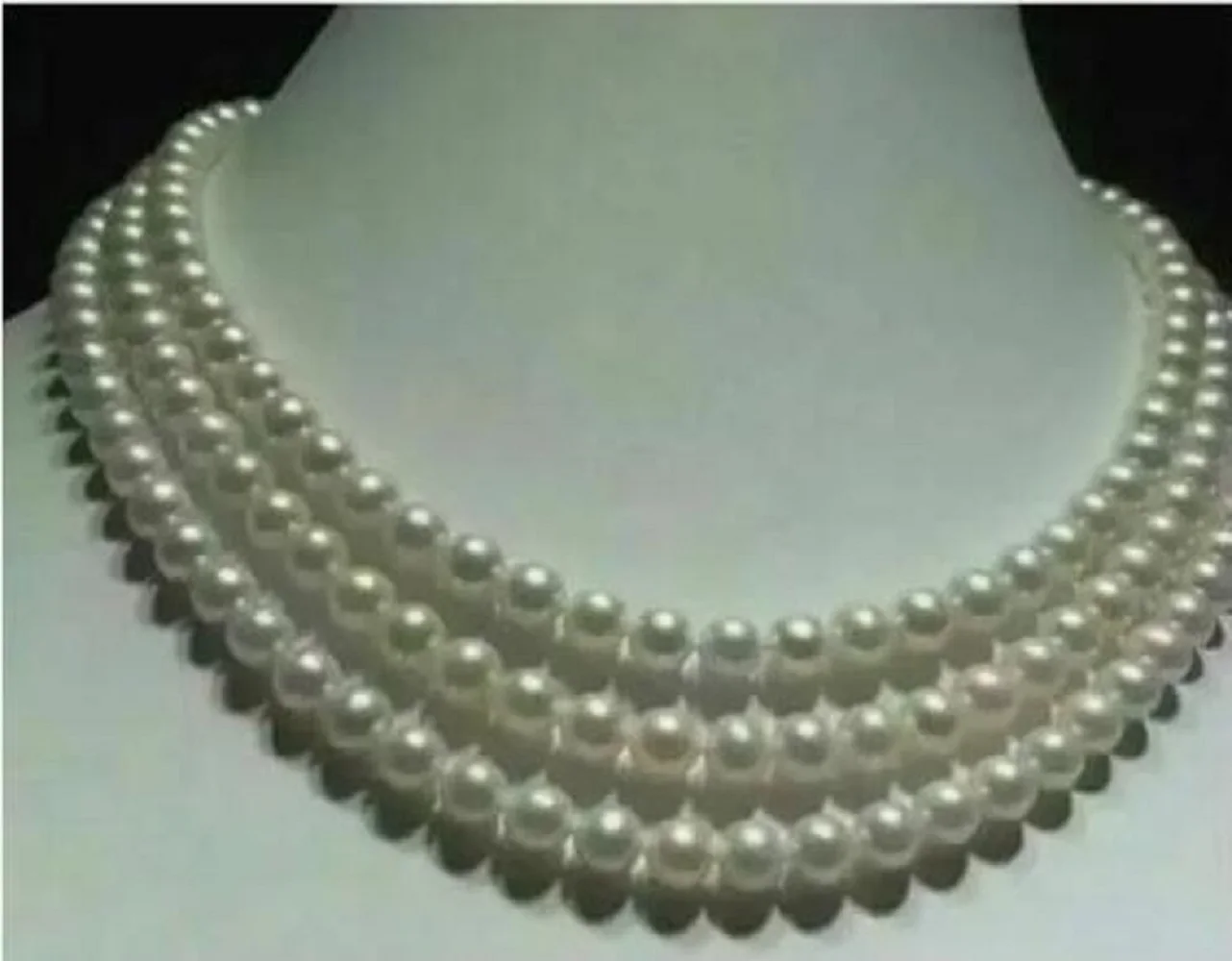 

50 inch 6-7mm AAAA Perfect Akoya White Pearl Necklace with 14k Gold Buckle