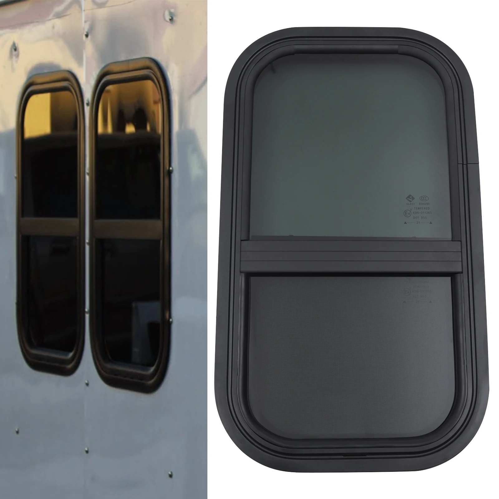 Vertical Slider Black RV Window 12Inch-22Inch Cargo Trailer with Trim Rings and Screws Set vertical slider black rv window 12inch 22inch cargo trailer with trim rings and screws set