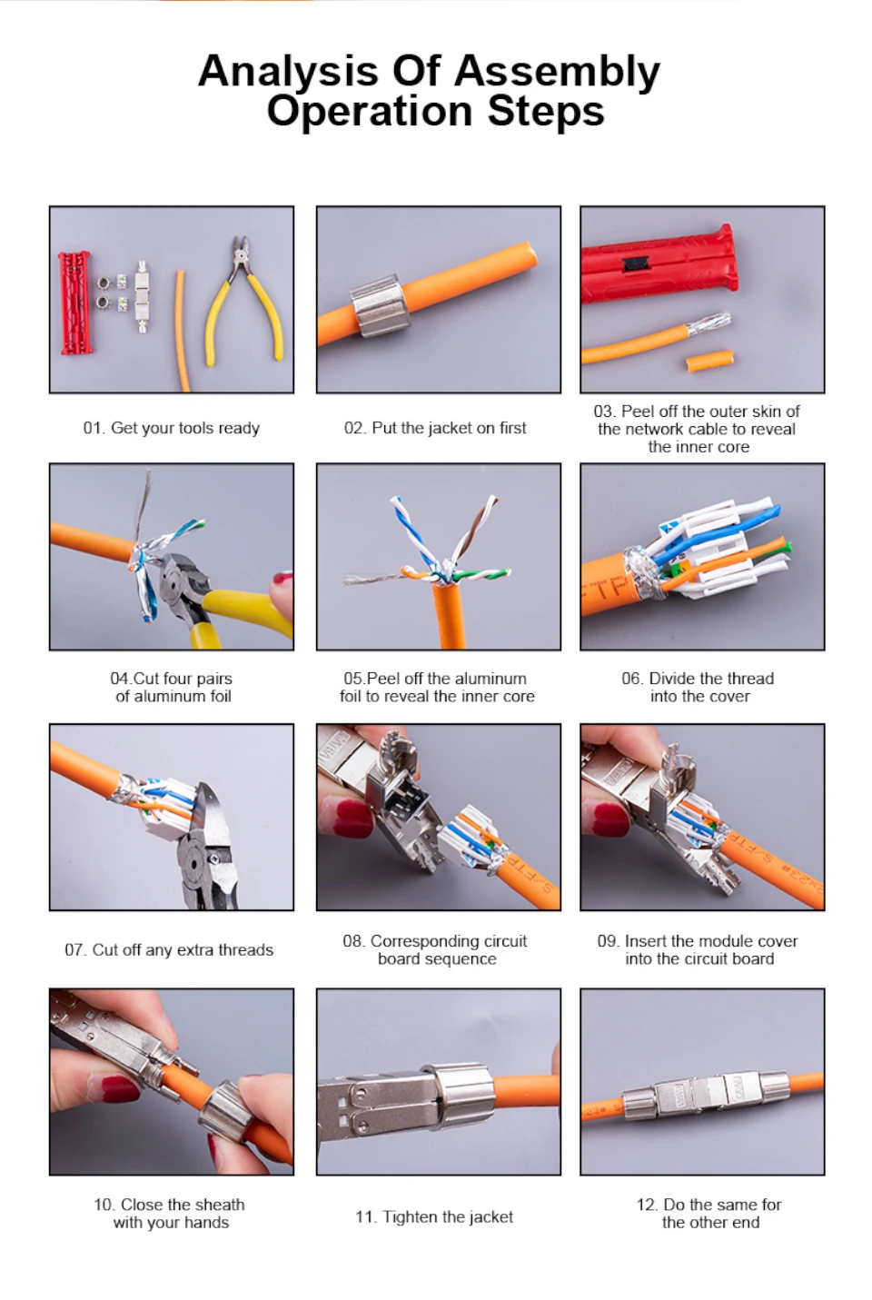 onti cabo extensor caixa de conexão do adaptador de junção conector de extensão de cabo lan blindado completo toolless