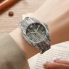 3PCS/Set Women Watches Fashion Wooden Pattern Plastic Band Girls Quartz Watch Reloj Mujer Clock Gift（Without Box） 4