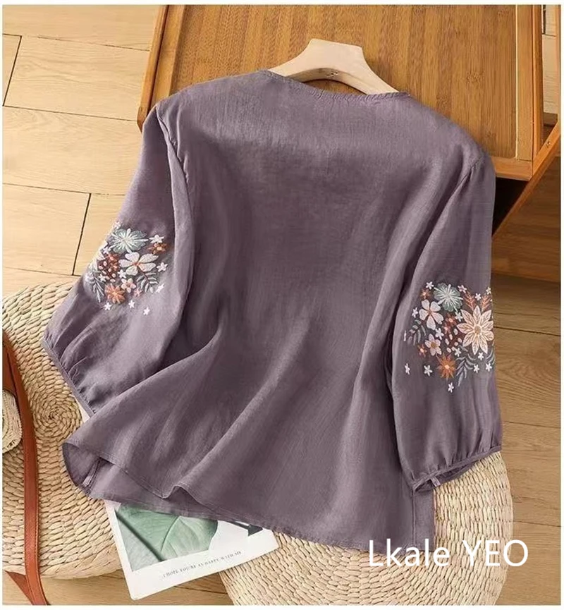 Detailed Embroidery and Button View