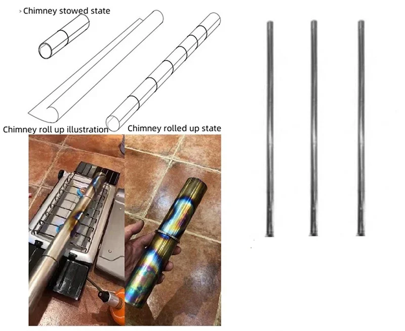 Stainless Steel Chimney Pipe Metal Foldable Chimney for Wood Burner Stove DIY Pipe Stove Accessories Metal Paper