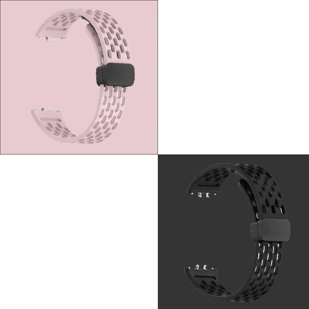 Perforated Foldable Buckle Silicone Smartwatch Strap