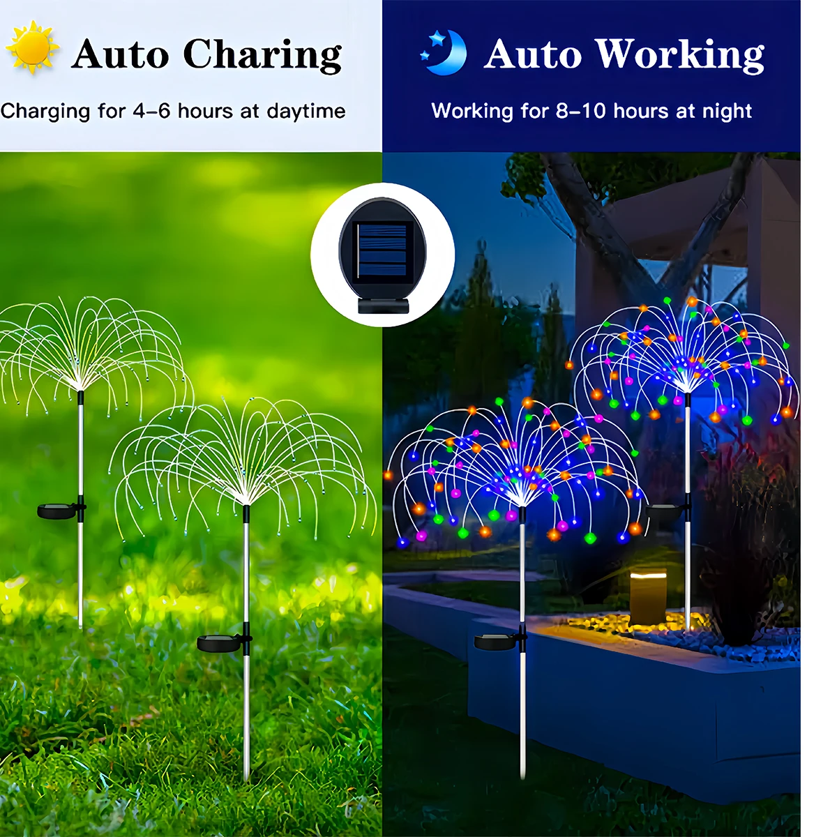 매우 밝은 420LED 태양광 불꽃놀이 조명, 8 가지 조명 모드, 야외 태양광 LED 조명, 300, 200, 60LED 잔디 램프, 정원 장식