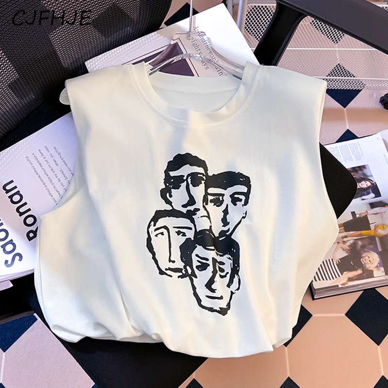 

CJFHJE Новинка, женская футболка с маленькими летящими рукавами и круглым вырезом, милая крутая футболка, корейская мода, свободный короткий женский топ без рукавов