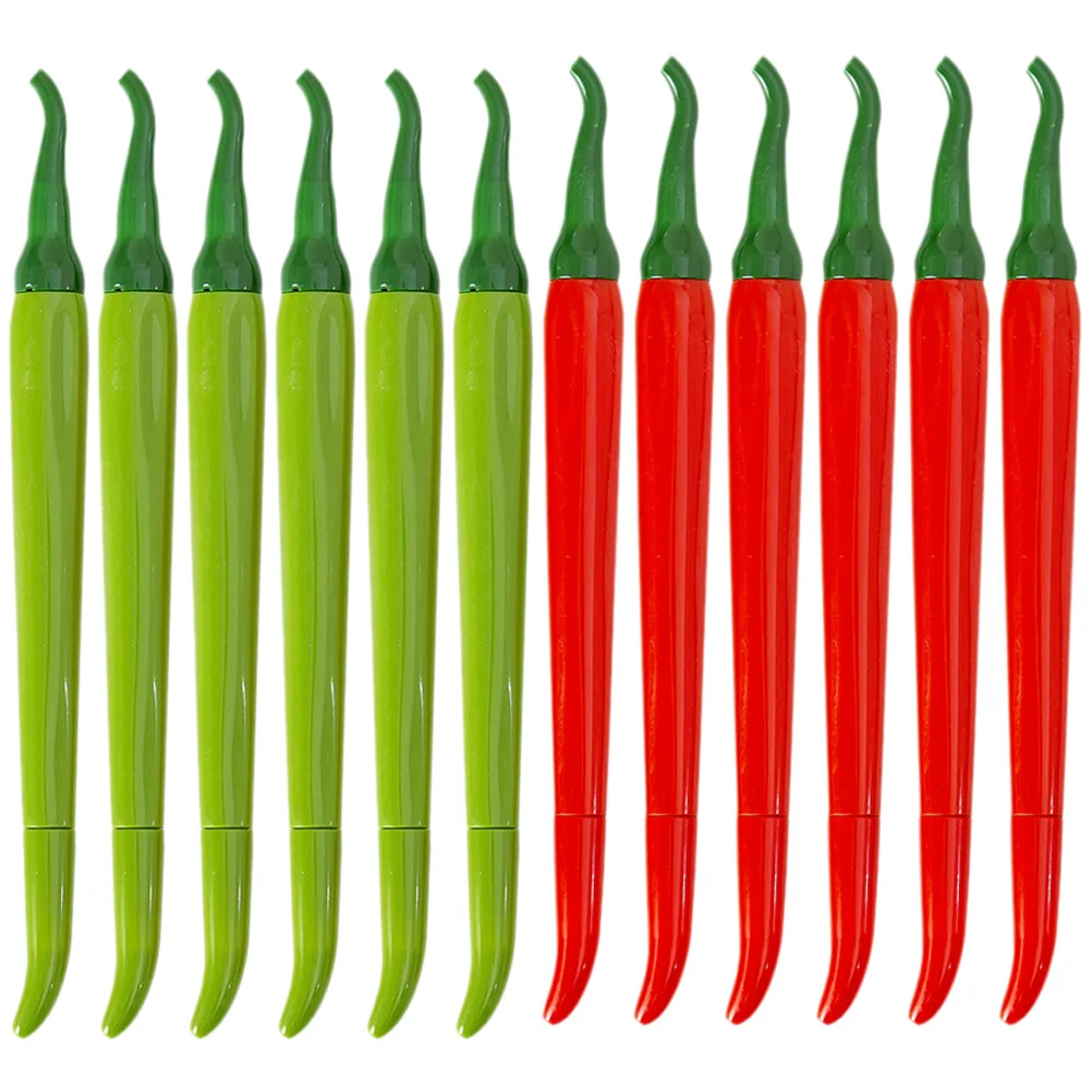 

12Pcs Pen Pepper Chili Cartoon Shape Vegetable Novelty Gel Pens Stationery Office Desk Decor Fake Model