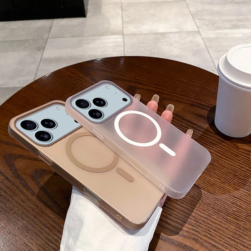 Sleek Ultra Thin Matte Hard Translucent Magnetic Wireless Charging Case