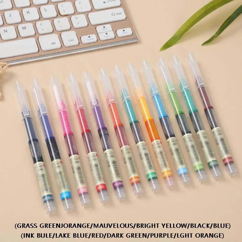 Colored Pens 12-24PCS Quick-drying Straight Liquid Full Needle