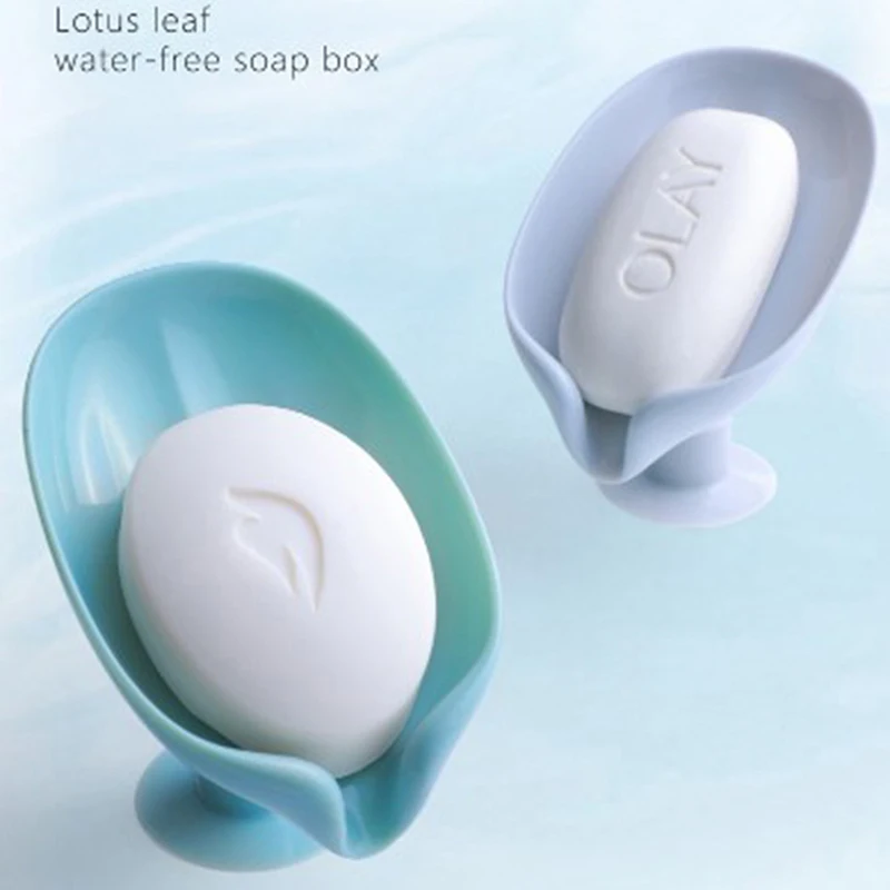 Description Picture 2 of itemLeaf Shape Soap Box Drain Soap Holder Box Bathroom Shower Soap Holder Sponge Storage Plate Tray Bathroom Supplies Bathroom Gadge