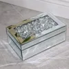 Luxury Silver Crushed Diamond Glass Mirrored Jewelry Box Storage Earrings Necklace Makeup Drawer Organizers Gifts for Women 2