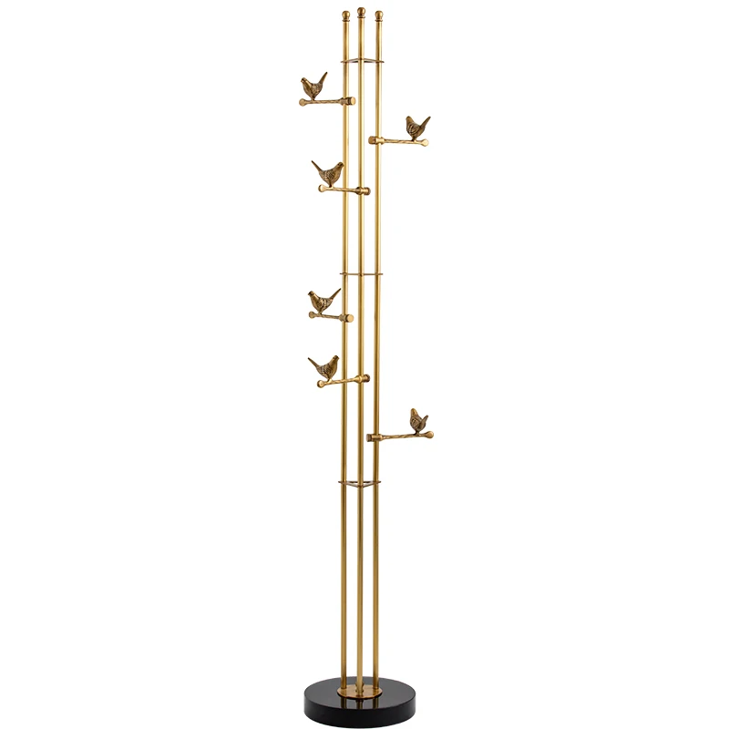 

Nordic Marble Light Luxury Floor Coat Rack Entrance Brass High-End Vertical Clothes Rack