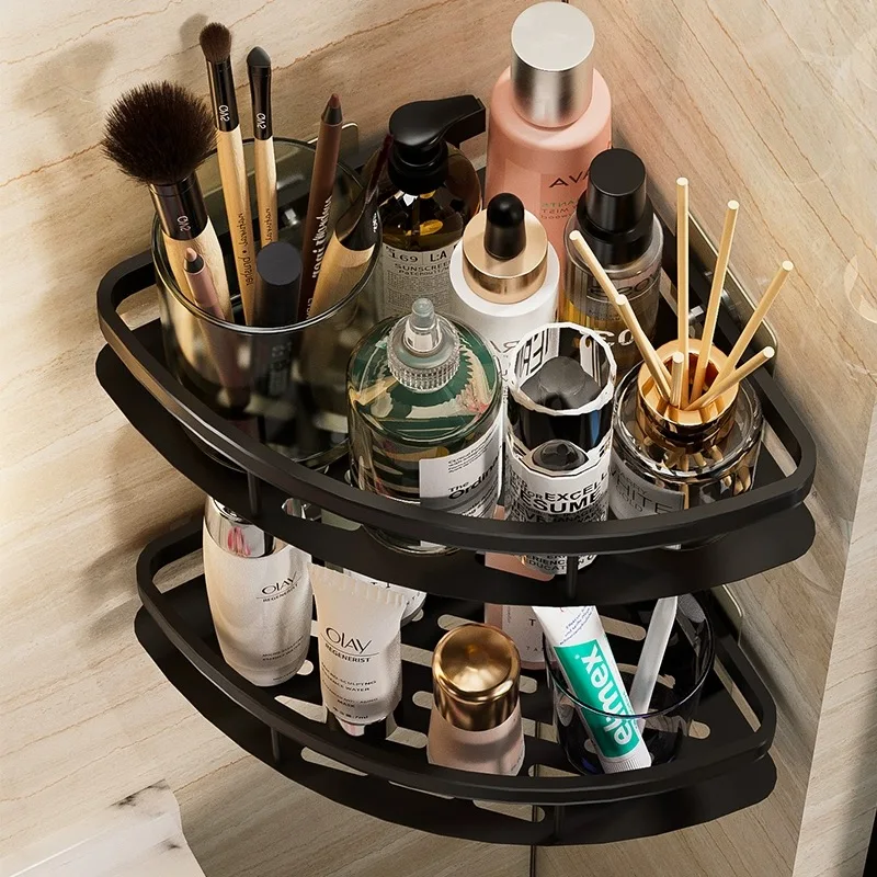 Bathroom Shelf No Drill Aluminum Alloy Shampoo Storage Rack Wall Mounted Toilet Shower Corner Shelves Bathroom Accessories 4