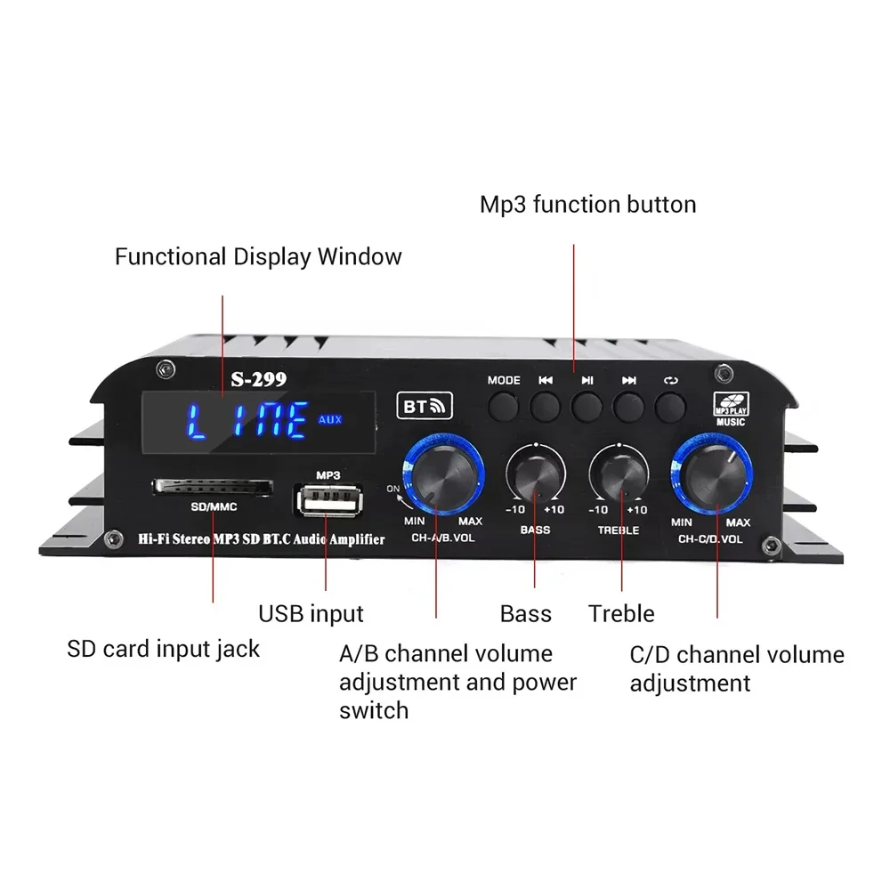 Mini amplificatore di potenza, 2x20W Amplificatore di potenza domestico