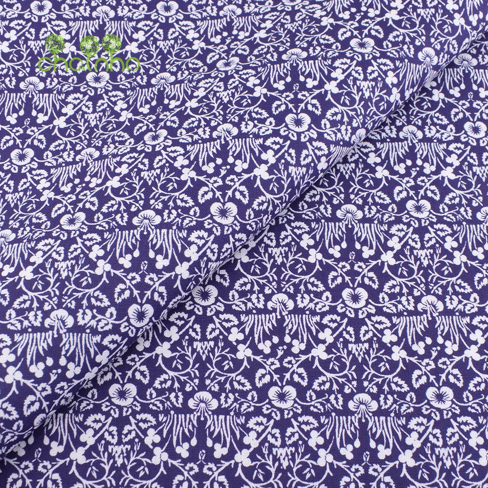 Chainho,Printed Plain Weave Cotton Fabric,Handmade DIY Quilting Sewing Material,Patchwork Cloth,Blue Series,20x25cm,15CD78