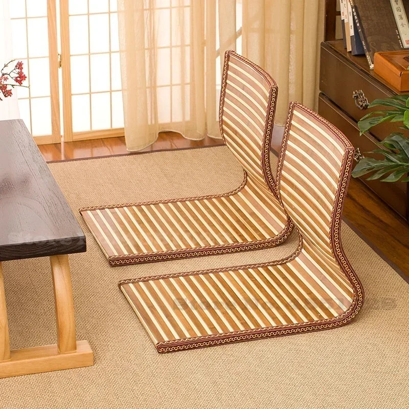 Pootloze Vloerstoel, Woonkamer Tatami Stoel Erker Rugleuning Stoel Hout Japanse Vloerstoel, Luie Bank Vloerzitplaatsen voor Meditatie, Lezen(46x37x43cm(18x15x17inch), 18