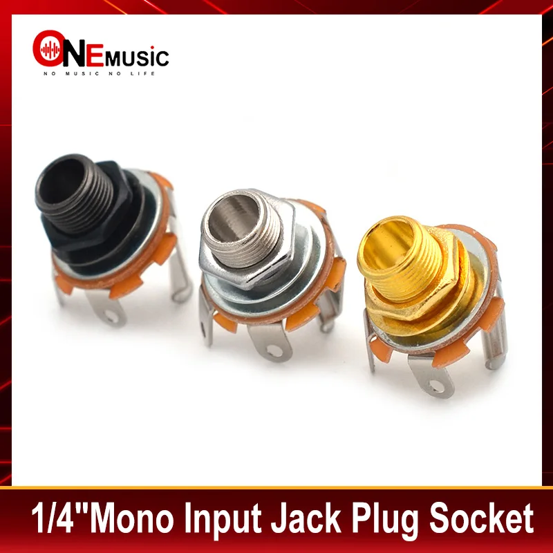6Pcs Gold/Black/Chrome 1/4"Mono Input Jack Plug Socket For Electric Guitar Bass Guitar Pickup output jack Plug Socket 6.35