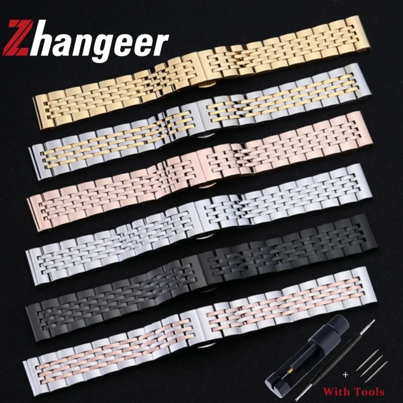 Premium Stainless Steel Watch Strap with Metal Butterfly Buckle - Waterproof Band Accessories
