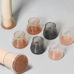 8pcs Round Chair Feet Cover Transparent Rubber Non-Slip Floor Protectors with Felt Silicone Chair Leg Caps Table