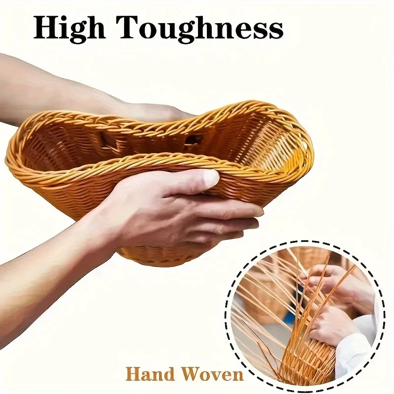 1pc Imitation Rattan Woven Bicycle Basket with Adjustable Handlebar Strap, Front Basket with Large Capacity Storage Basket