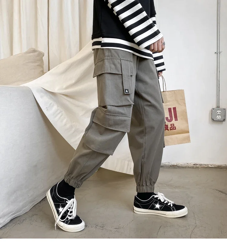 

Cargo pants men's casual pants baggy toe-banding fashion ins boys trend nine points sweatpants