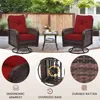 2 Luxury Outdoor Swivel Wicker Glider Patio Chairs with Table Set, Overstuffed Washable Cushions, Ideal for Porch, Balcony,Deck 4