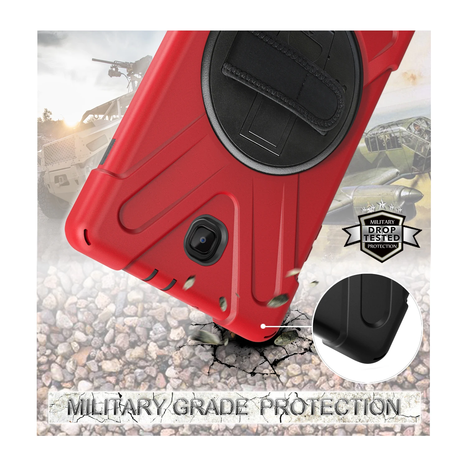 Children's Durable Shockproof Tablet Case with Shoulder Strap for Secure Handling - Heavy Duty Silicone Protection