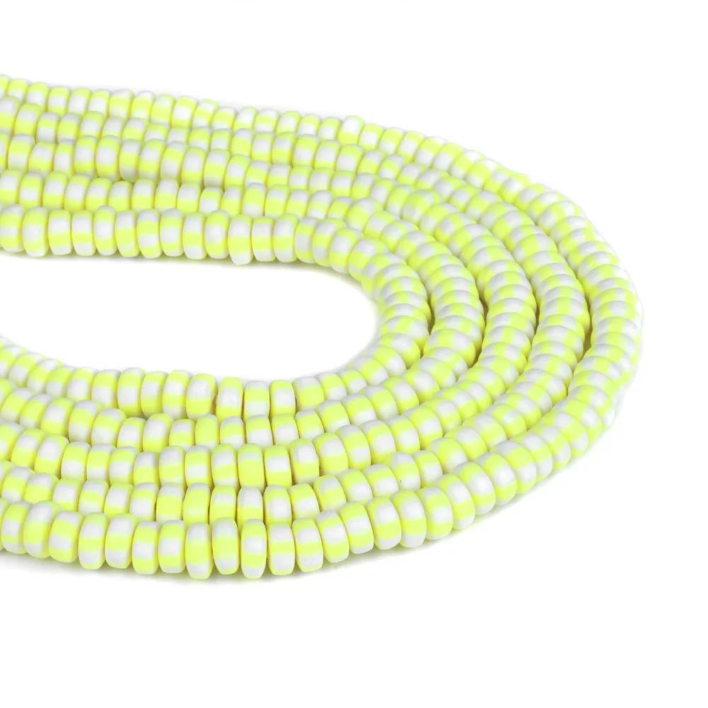 Vibrant Stripe Color Clay Spacer Beads