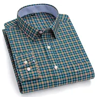 New spring autumn men's long-sleeved shirt 100% cotton Oxford woven 7XL super size fashion casual plaid business social shirt