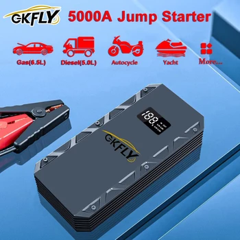 GKFLY Aggiornato 5000A Avviamento di emergenza per auto Avviamento batteria per auto Accumulatori e caricabatterie di riserva portatile Dispositivo di avviamento automatico Avviamento di emergenza