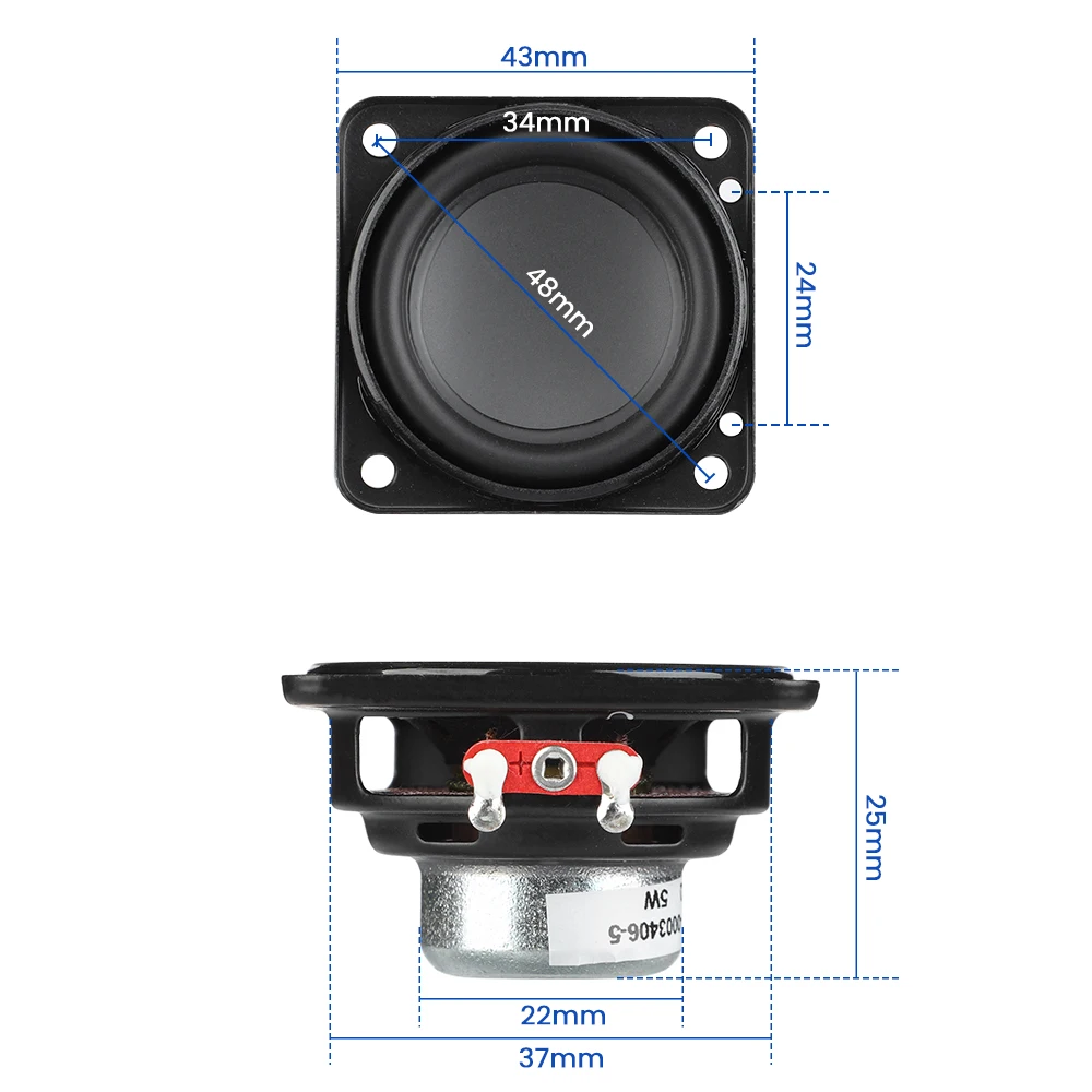 2Pcs 1.5 Inch 43MM 4 Ohm 5W Portable Full Range Audio Speaker Amplifier for Home Theater