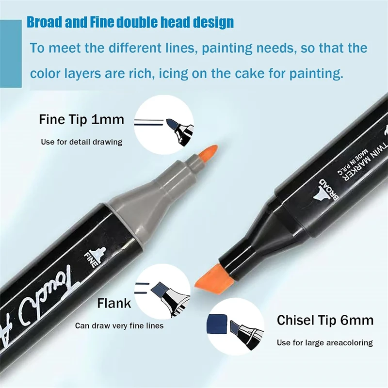 Alcohol Markers Set Coloring Markers for Adults Kids 24-120 Colors Art with Chisel & Fine Dual Tips Drawing