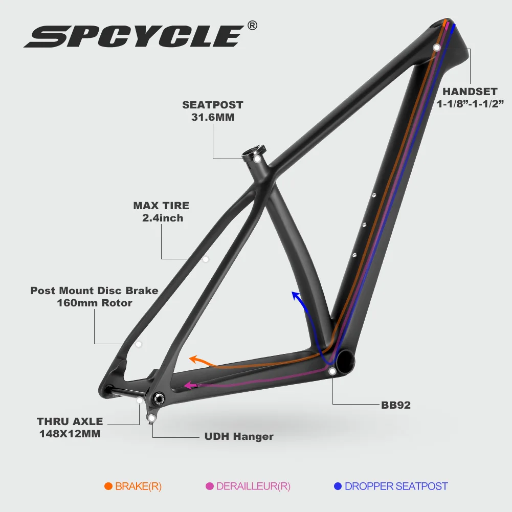 2024 New 29er Carbon MTB Frame UDH Hanger 148x12mm Boost 15/17/19