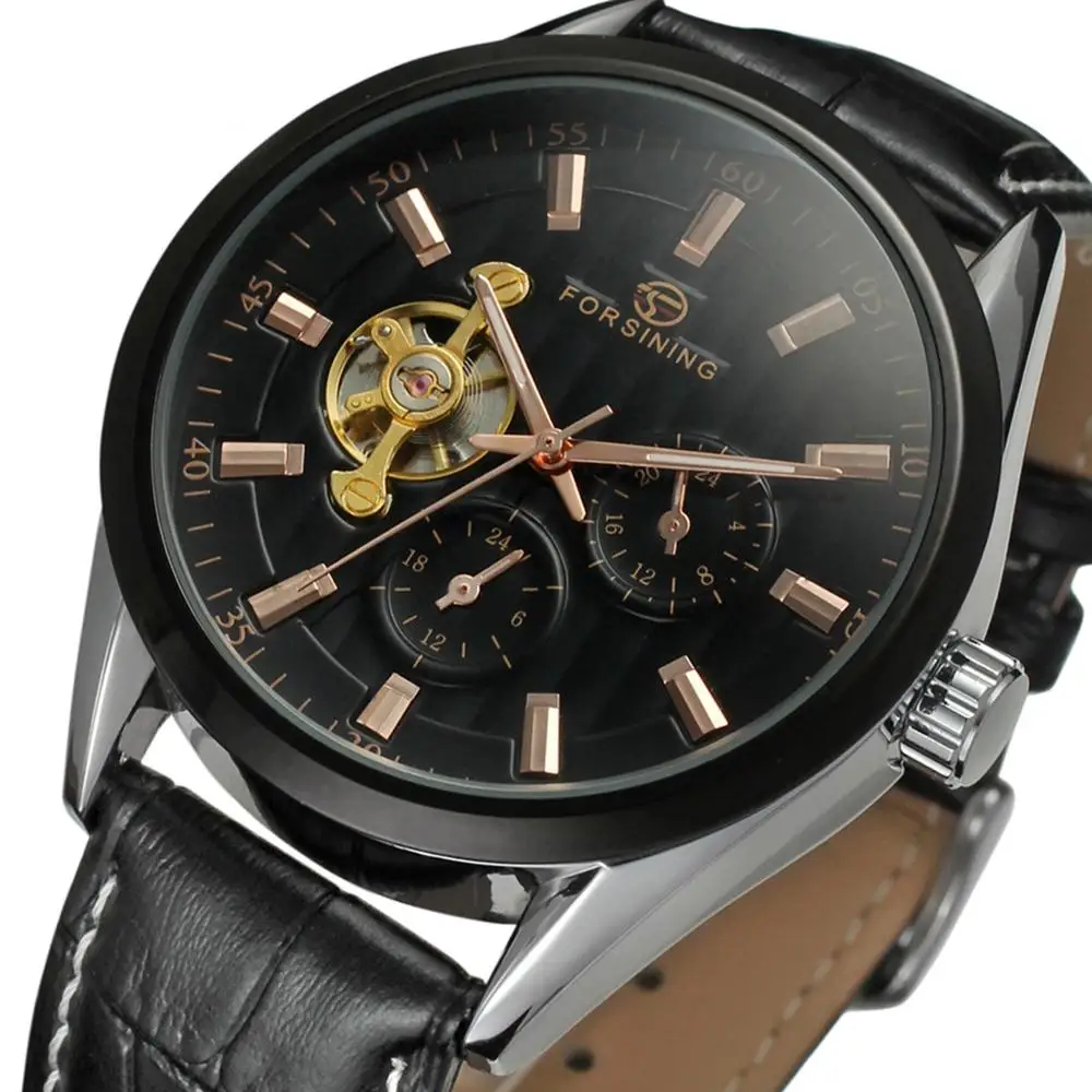 

Forsining Fashion Tourbillion Luminous Hands Display Genuine Leather Men Mechanical Watch Top Brand Luxury Automatic Wrist Watch