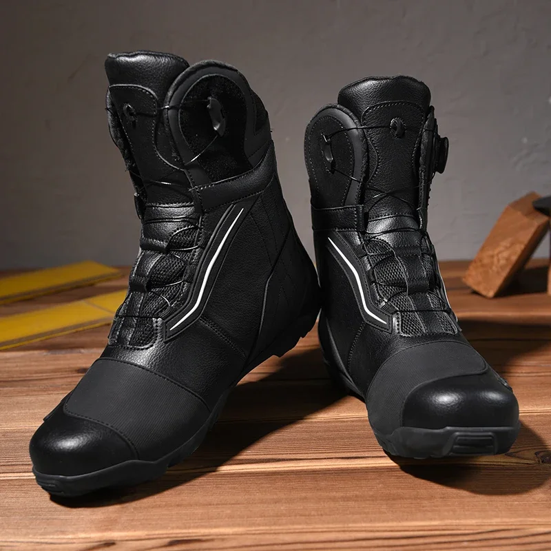 Motorcycle Boots Dirt Riding Breathable Anti-slip Waterproof Microfiber Leather