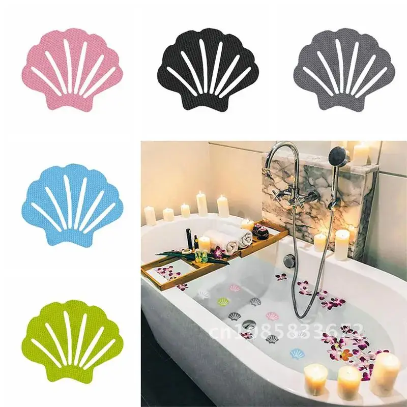 

Stair Steps 10pcs Rubber Anti-Slip Bathroom Bathtub Shell-Shaped Stickers With Bathroom Shower Safety Decals Non-Slip