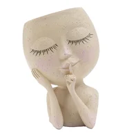 Flower Pot Shy Girl Face Planters Resin Flowerpot For Garden Succulents Flowers Herbs Desktop Villa Balcony Courtyard 5
