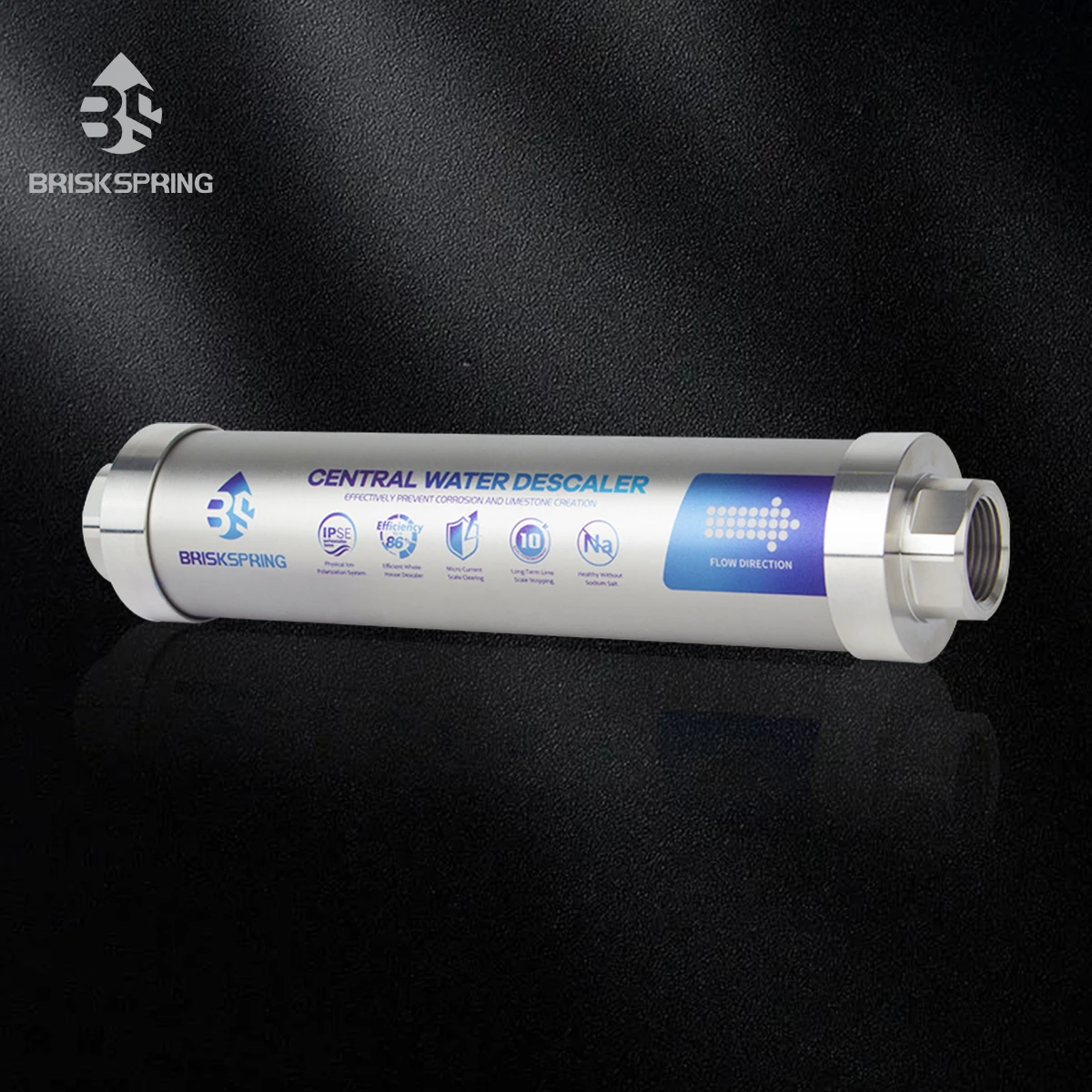 BriskSpring Whole House Water Descaler Salt Free Scale Inhibition Softener System Prevent Scale Built Up 10-Year Durability