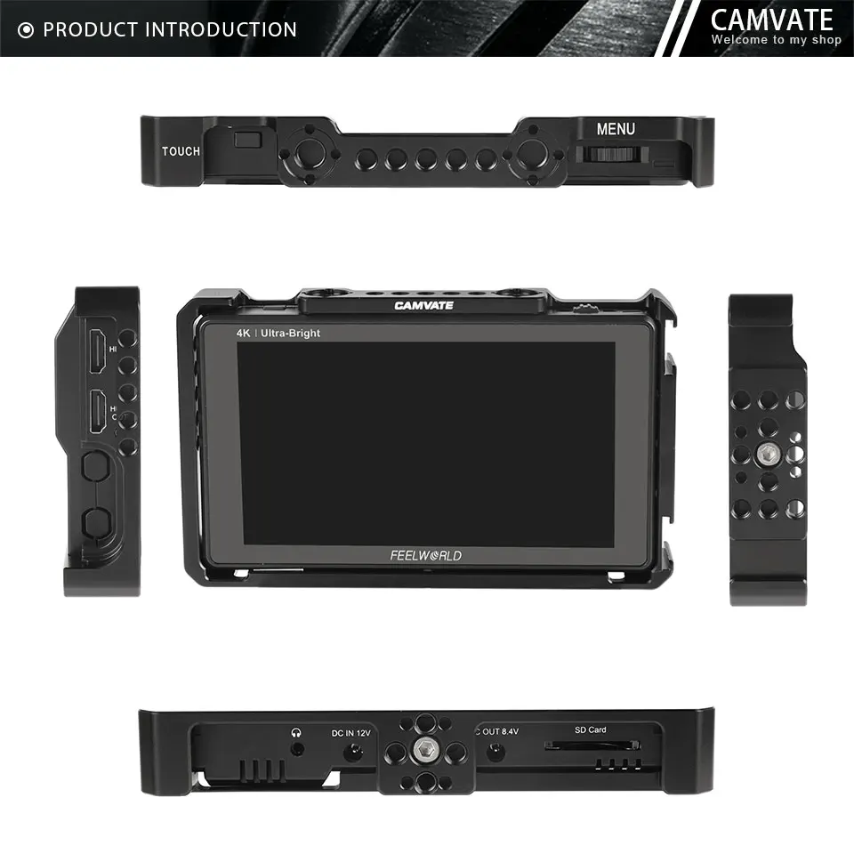 6" Monitor Cage Bracket For FeelWorld LUT6 & LUTS6 With 3/8" Arri Locating Holes