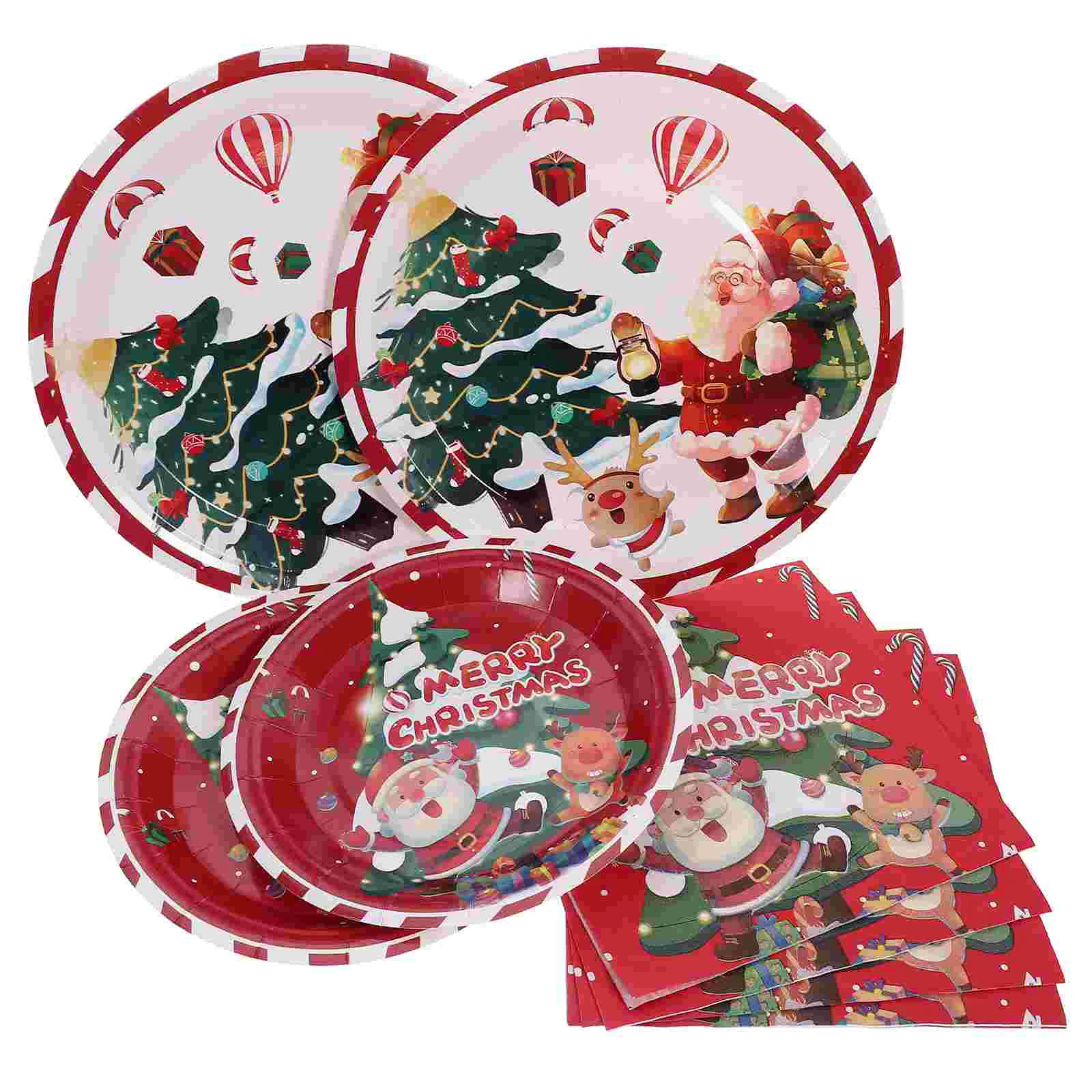 Christmas Tableware Xmas Dessert Plates Flatware Party Kit Disposable Paper Spoon And Fork Set Stainless Steel 40 Pcs
