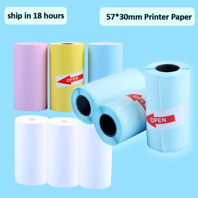 Color Thermal Paper for Printer, 3 Color to Choose, 5 Rolls Printable Colored Paper for Mini Portable Photo Printer, Non-adhesive,57x30mm - Pink