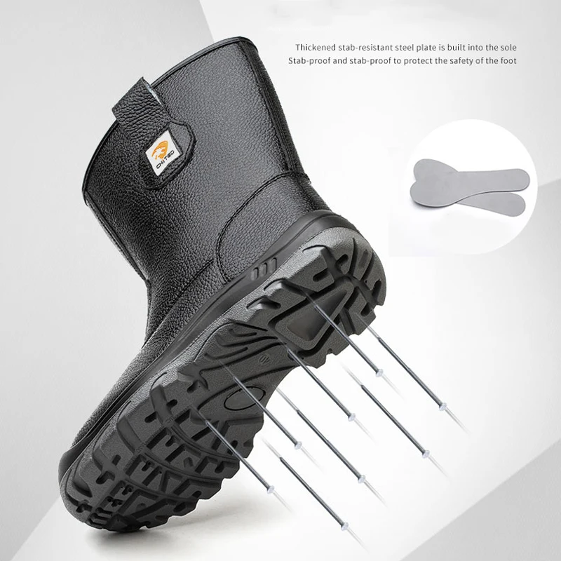 Men safety shoes waterproof security boots work shoes leather boots anti-smash anti-puncture industrial protective safety shoes
