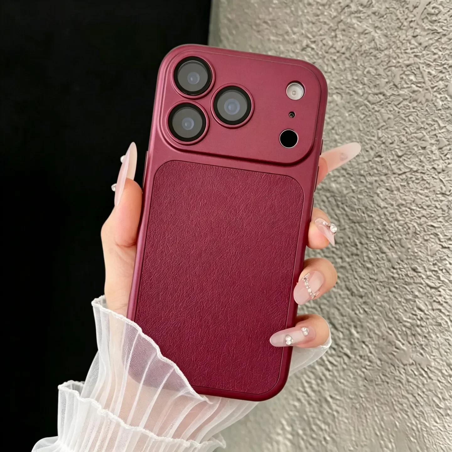 Elegant Leather Texture Shockproof Phone Case with Lens Protection