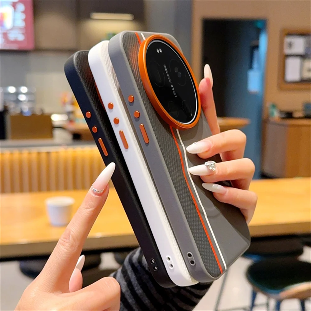 Luxury Carbon Fiber Splicing Leather Magnetic Phone Case