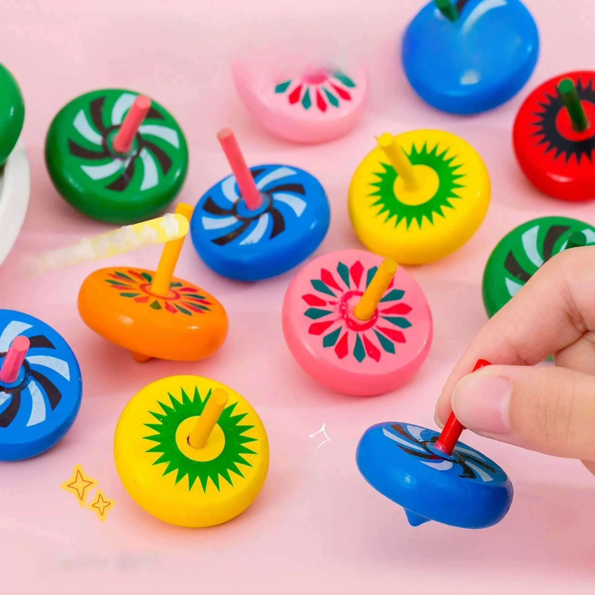 10-30Pcs Fun Wooden Spinning Tops for Children’s Party Gifts, Birthday Carnival Gift Souvenirs, Back-to-school Classroom Rewards - 3