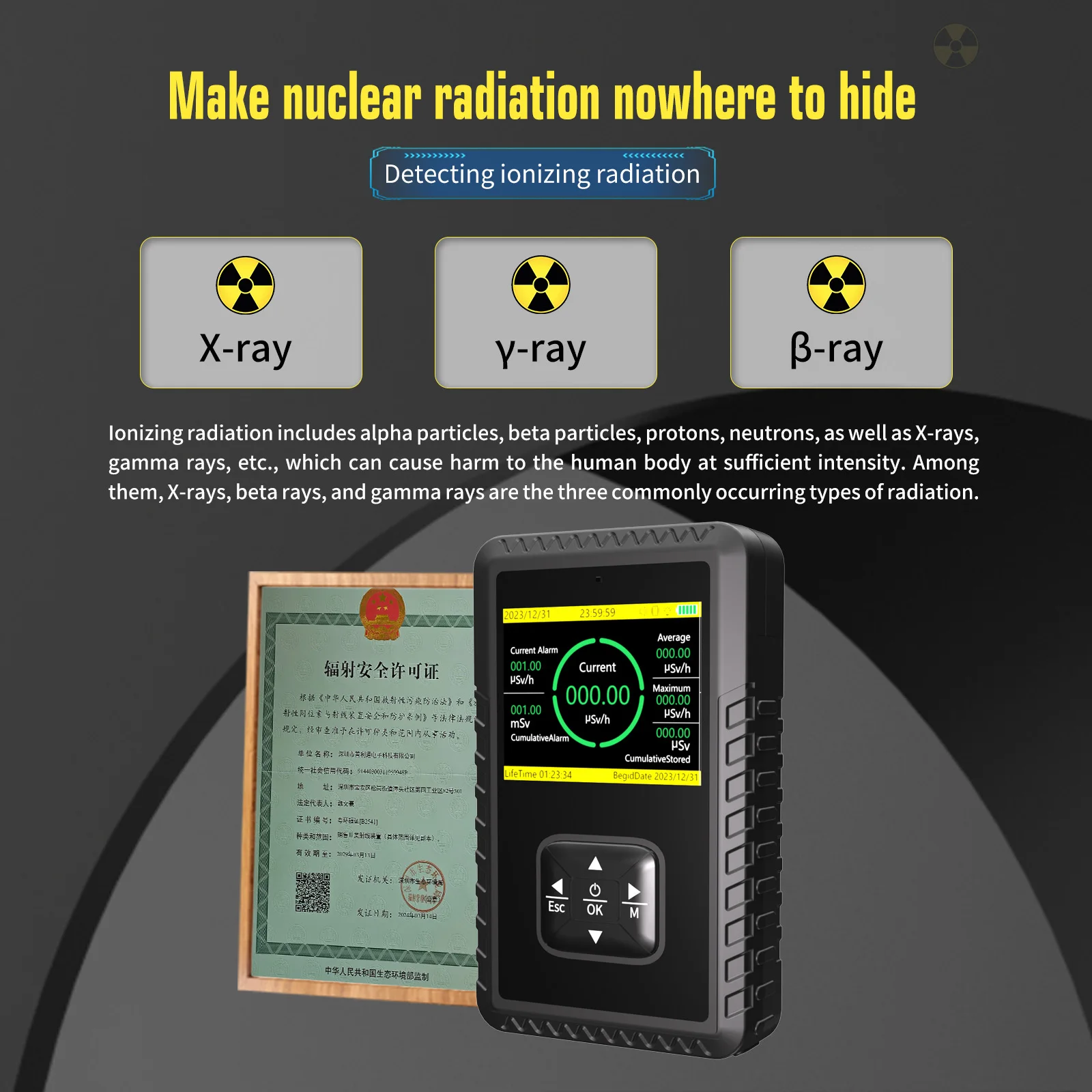 Radiation Detector Geiger Counter Geiger counters radiation dosimeters new radiation detectors X-ray &gamma; &beta; testers multifunctional measurem