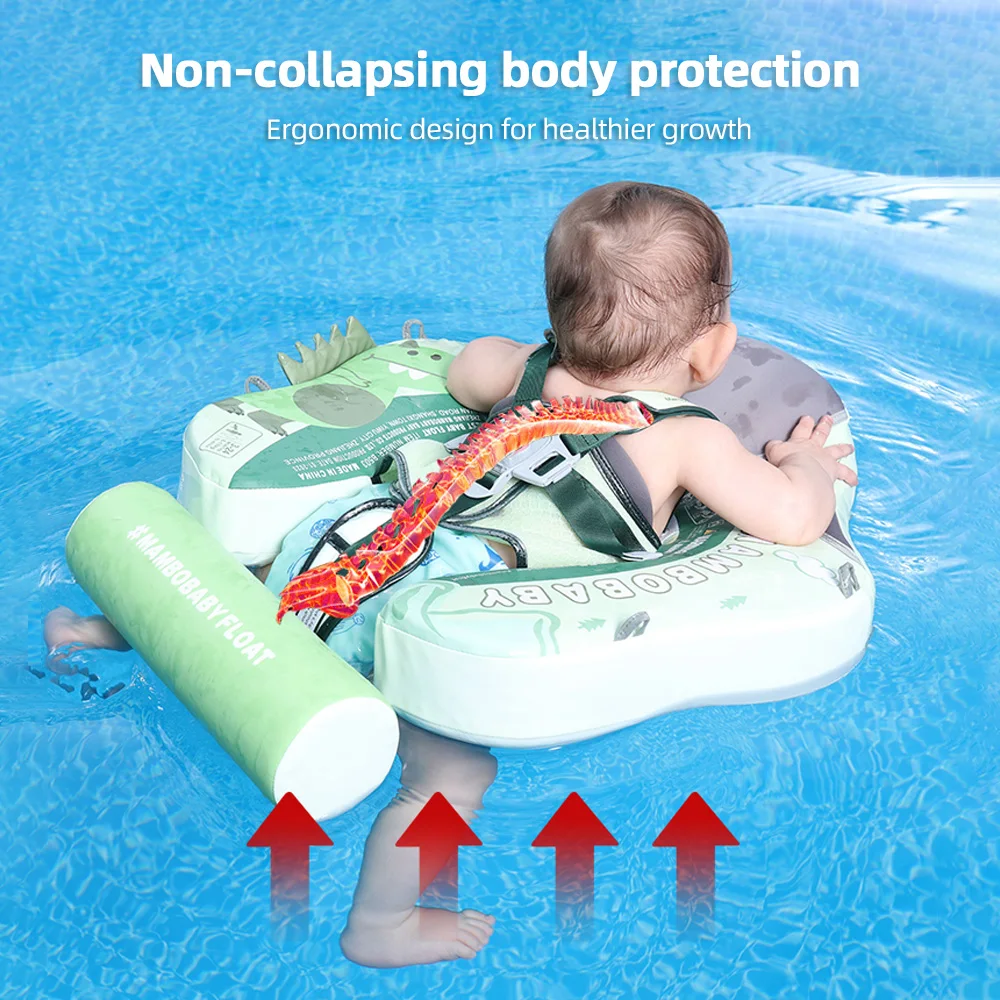 Mambobaby Baby Swim Float Non-inflatable Baby Swimming Float Ring Waterproof Swim Trainer Pool Float with Sun Canopy for 3-24 4