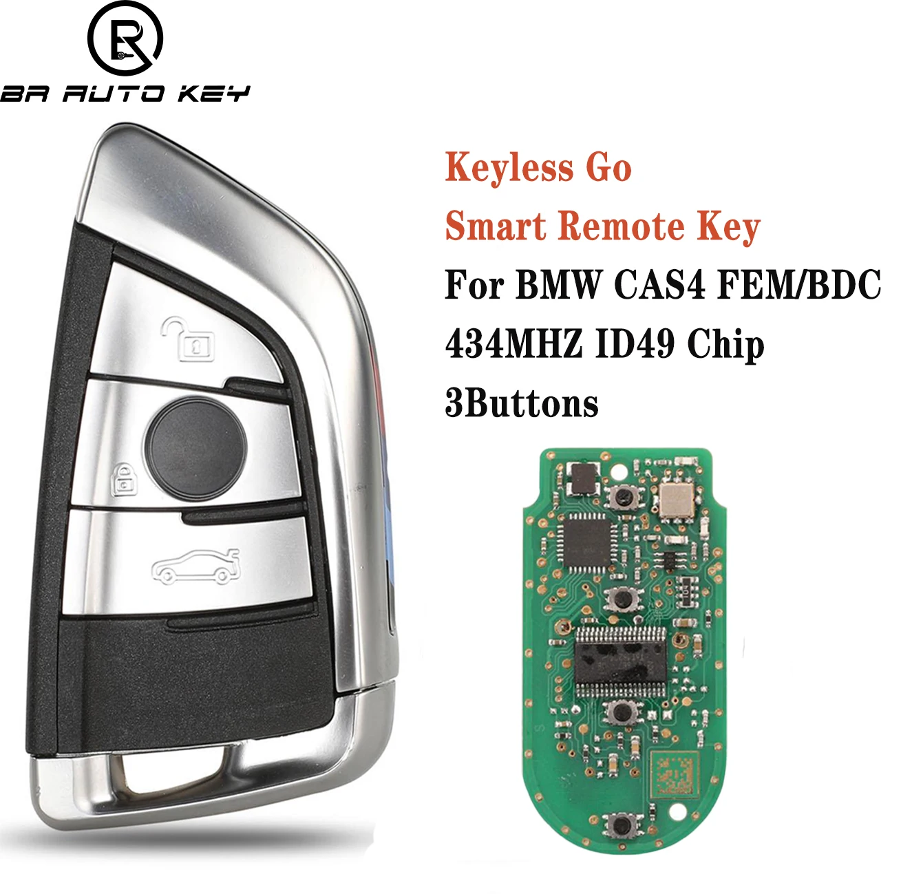 Modified Smart Remote Car Key Fob For BMW CAS4 CAS4+ 1 2 3 4 5 6 7 X1 X5 X6 CAS4+ FEM/BDC 2011-2018 434MHz ID49 Chip
