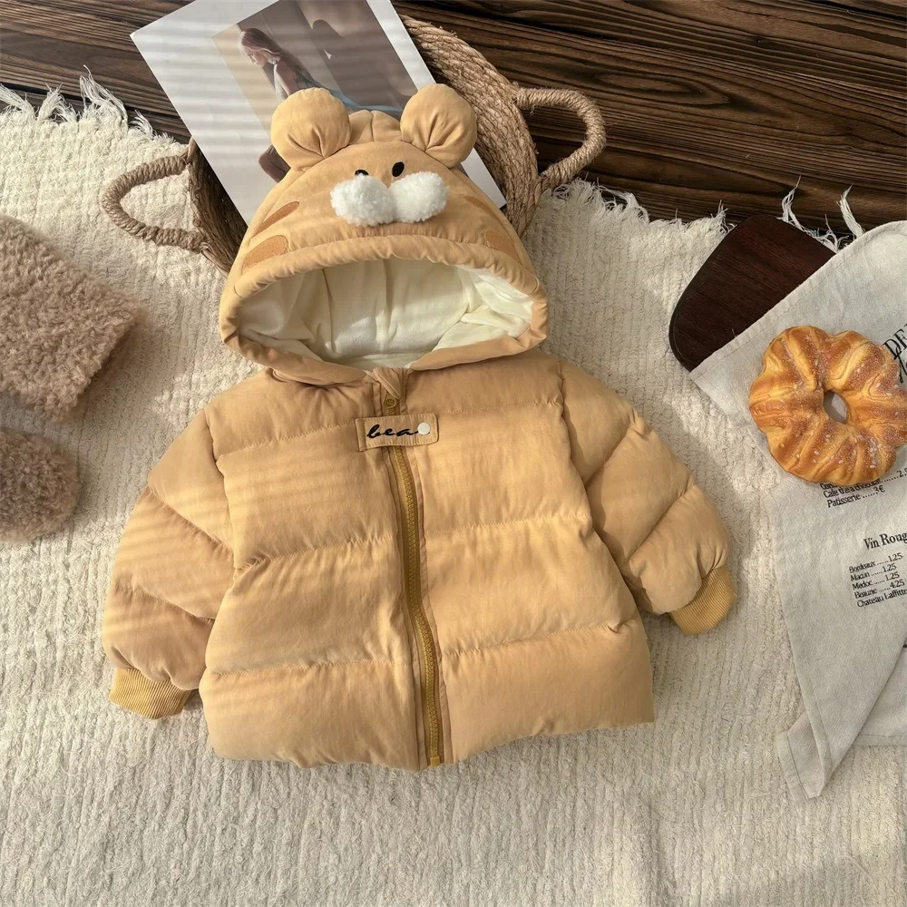 Winter Kids Infant Boys Girls Thicken Plush Cartoon Tiger Modeling Outwear Top toddler Baby Jacket Coat 0-3Y