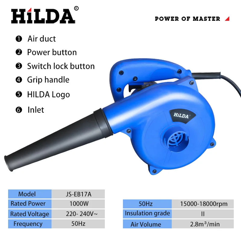 HILDA Air Blower 1000W Computer Cleaner Electric Air Blower Dust Blowing Dust Computer Dust Collector Blower 3