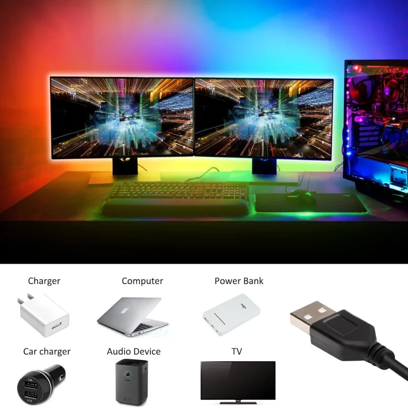 5V low-voltage LED strip, RGB color-changing LED strip remote controller Bluetooth-compatible smart LED lights,。